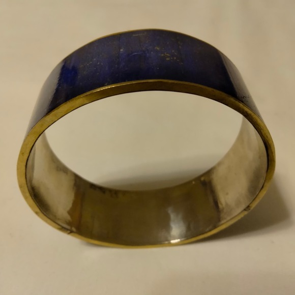 Iris Apfel & Bajalia Blue Lapis Lazuli Statement Bangle Bracelet - Picture 3 of 13